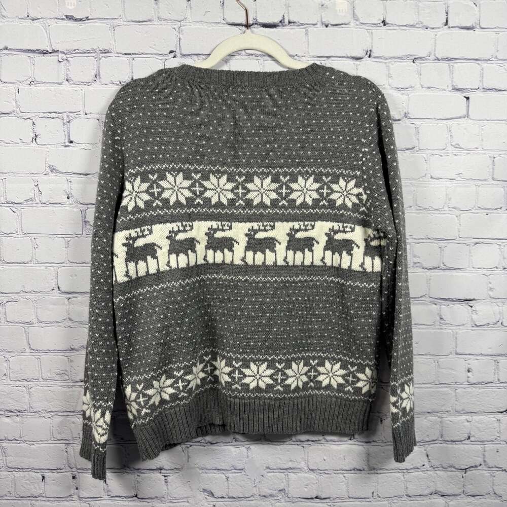 POL Nordic Snowflake Reindeer Holiday Christmas Sweater Size L - Picture 3 of 6